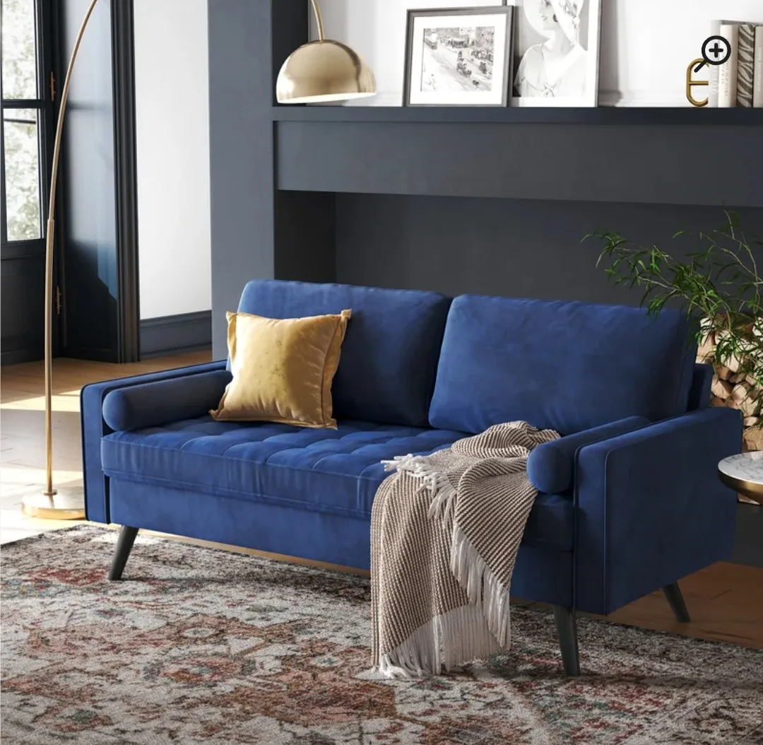 2 Seater Sofa With Blue Velvet Fabric, Mumbai, Navi Mumbai, Thane, Pune, India