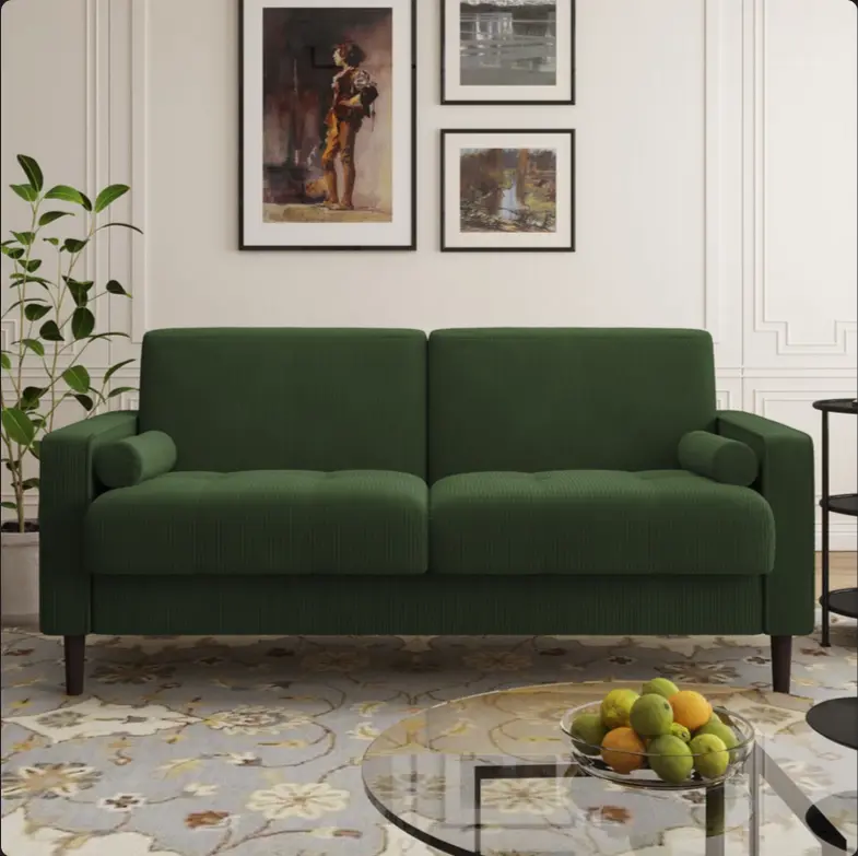 2 Seater Sofa In Green Linen Cotton Mumbai