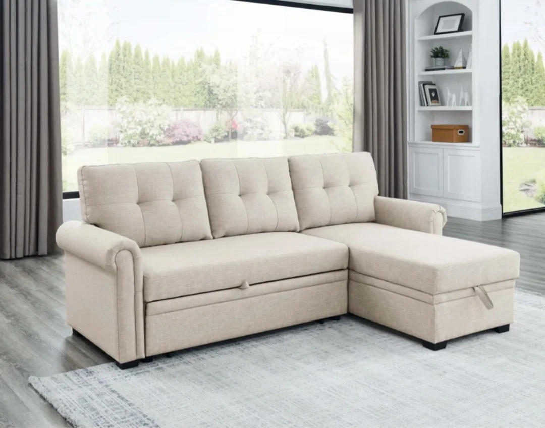 L Type 3 Seater Sofa Cum Bed In Linen Fabric, Mumbai, Navi Mumbai, Thane, Pune, India