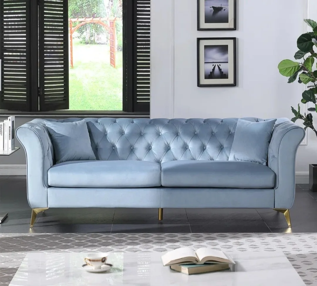 3 Seater Sofa With Back Chesterfield In Velvet Fabric, Mumbai, Navi Mumbai, Thane, Pune, India