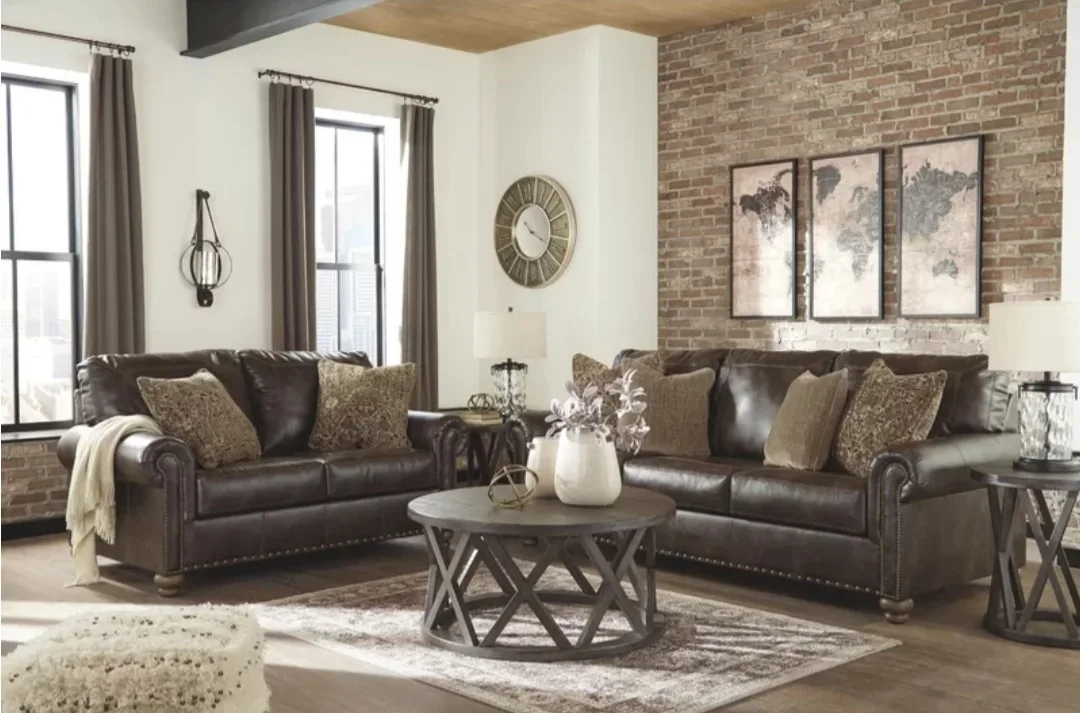 3 Seater Sofa With Premium Brown Leather Fabric, Mumbai, Navi Mumbai, Thane, Pune, India